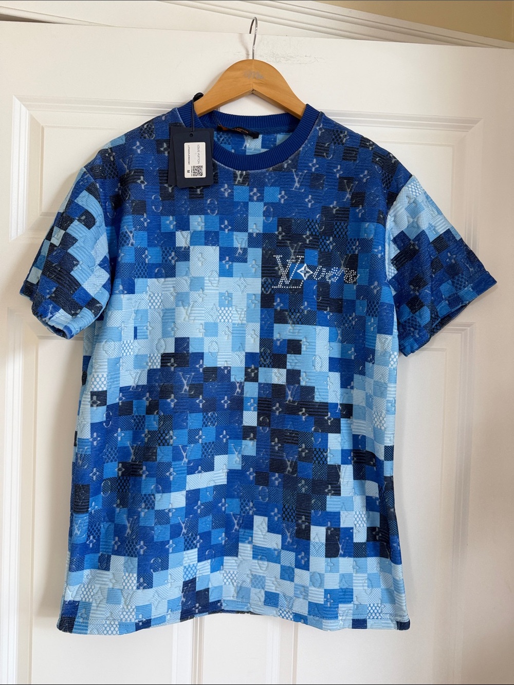 Louis Vuitton Blue Pixel Patchwork Short-Sleeve Tee